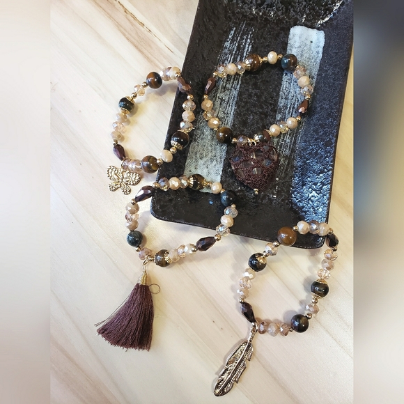 Agate Gold Plated Beaded Artesanal Stretchable Bracelets 4 Different Colors! - Picture 8 of 8